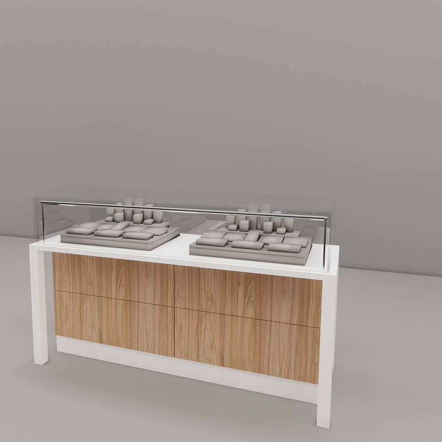 5' Sit-Down Showcase with Sevilla Front Panel, angle