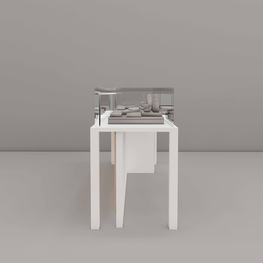 5' Sit-Down Showcase with Sevilla Front Panel, side 1