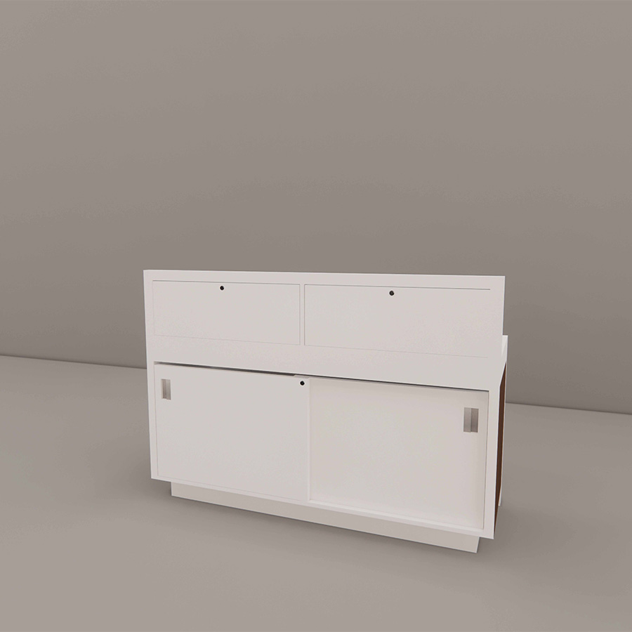 5 foot Stand-Up Showcase with Noce Front Panel, back angle