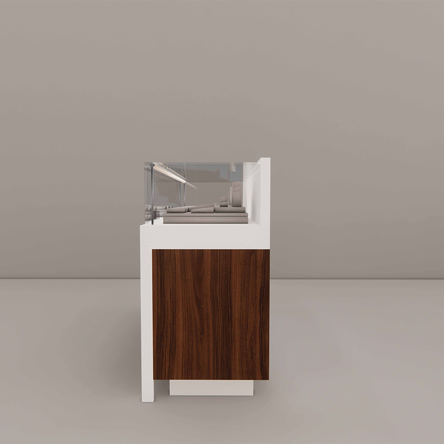 5 foot Stand-Up Showcase with Noce Front Panel, side 1