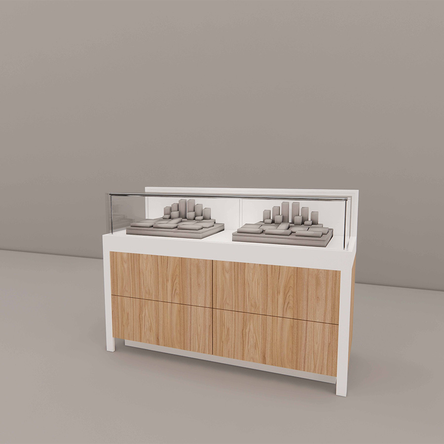 5 foot Stand-Up Showcase with Sevilla Front Panel, angle