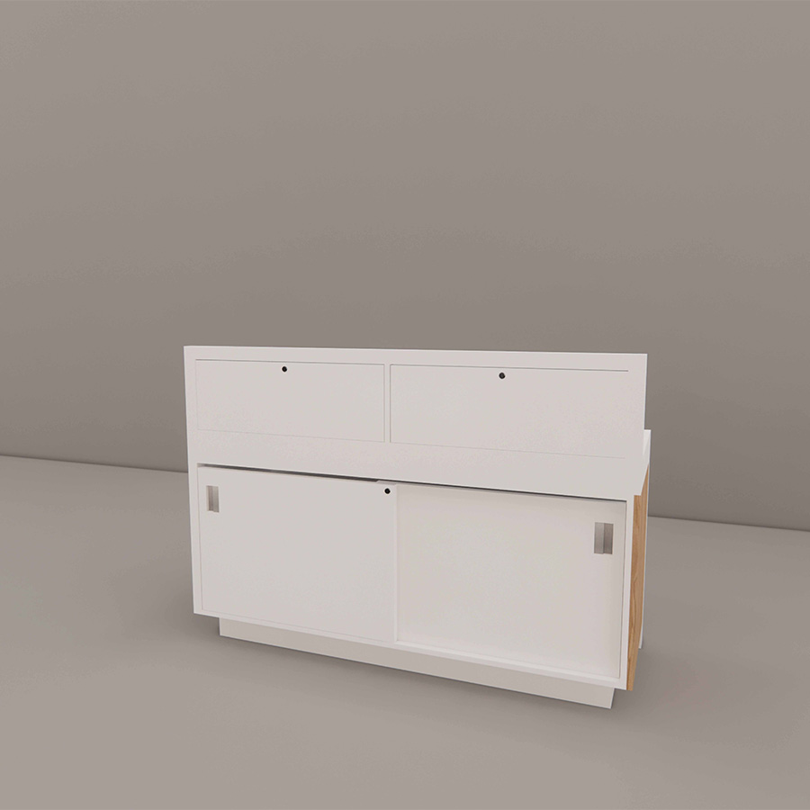 5 foot Stand-Up Showcase with Sevilla Front Panel, back angle