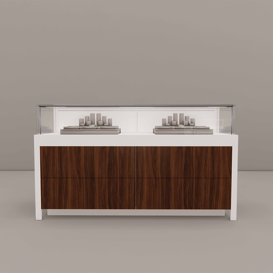 6 foot Sit-Down Showcase with Noce Front Panel