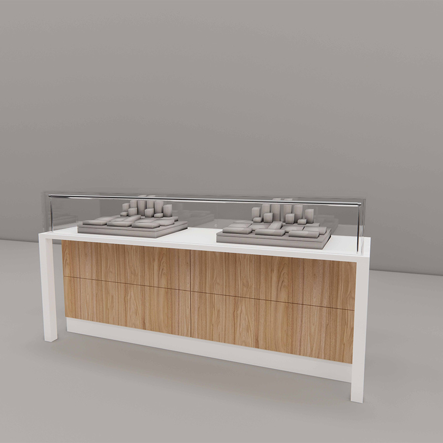 6 foot Sit-Down Showcase with Sevilla Front Panel, angle