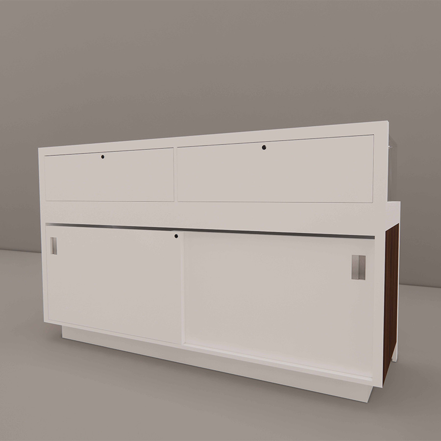 6 foot Stand-Up Showcase with Noce Front Panel, back angle