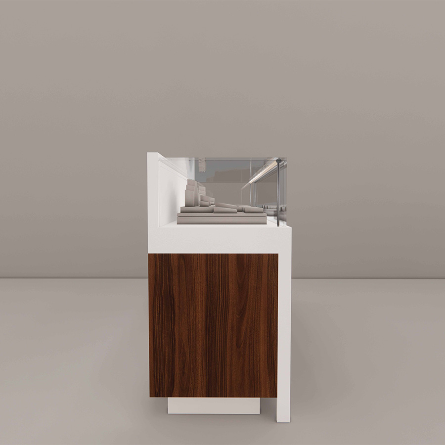 6 foot Stand-Up Showcase with Noce Front Panel, side 1