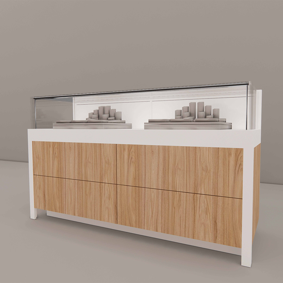 6 foot Stand-Up Showcase with Sevilla Front Panel, angle